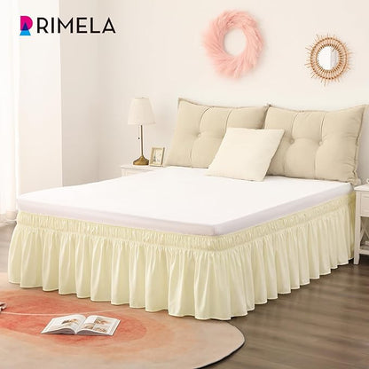 RIMELA Butter Yellow Bed Skirt Queen Size 15 Inch Drop, Elastic Bed Skirting - Image 3