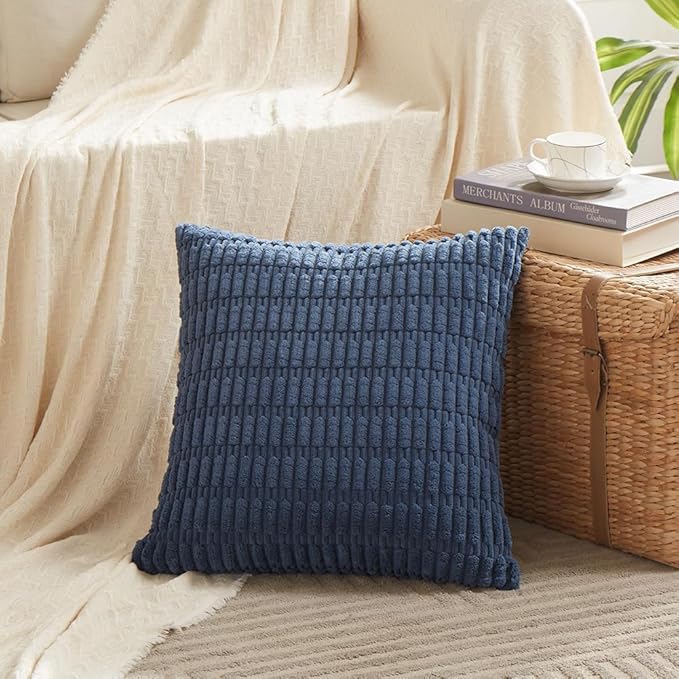 Fancy Homi 4 Packs Dusty Blue Decorative Throw Pillow Covers 16x16 Inch - Image 2