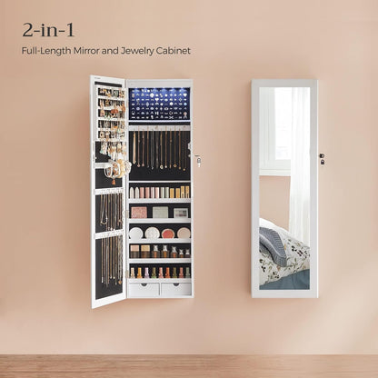 songmics 6 leds mirror jewelry cabinet, 47.2-inch tall, close-up detail