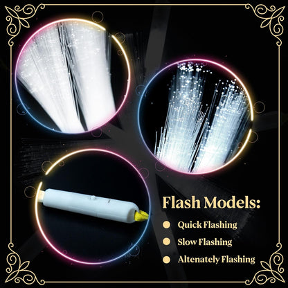 SHQDD 100 PCS White Fiber Optic Wands, LED Fiber Wands, Wedding Party Supplies, Glow Fiber Wands Sticks, Flashing LED Wands, Fiber Optic Light Wand Stick for Glow Party, Bar Dj, Halloween and New Year