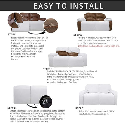 Easy-Going 6 Pieces Recliner Loveseat Stretch Sofa Slipcover Sofa Cover - Image 4