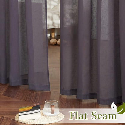 NICETOWN Semi Sheer Linen Blend Curtains, Grommet Solid Curtain Privacy - Image 6