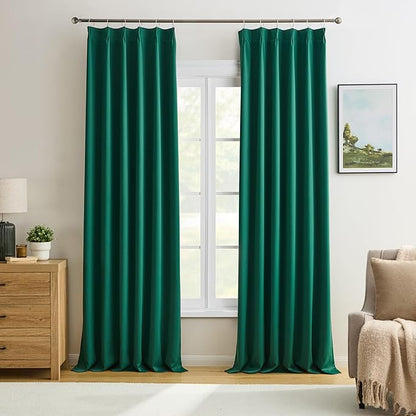 KEQIAOSUOCAI 90 Inch Dark Hunter Green Blackout Curtains by KEQIAOSUOCAI