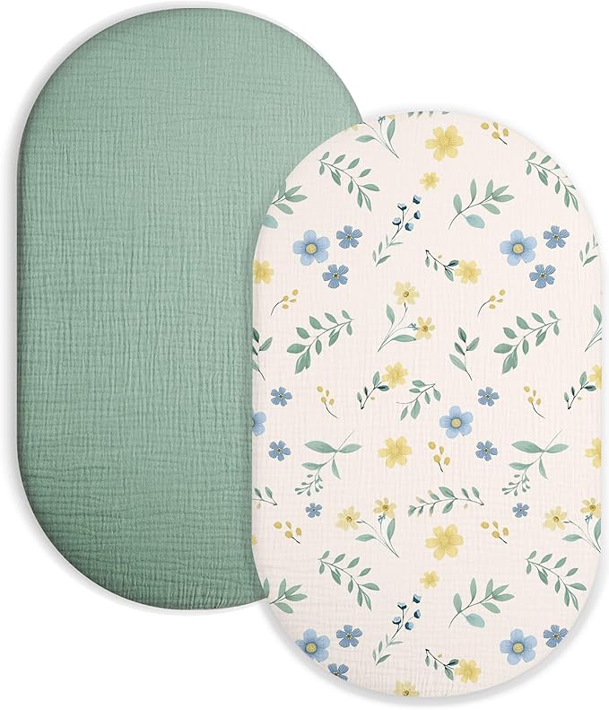 Bassinet Sheet for Baby Boy and Girl 2 Pack, Fitted Sheets for Rectangle by Meowcards