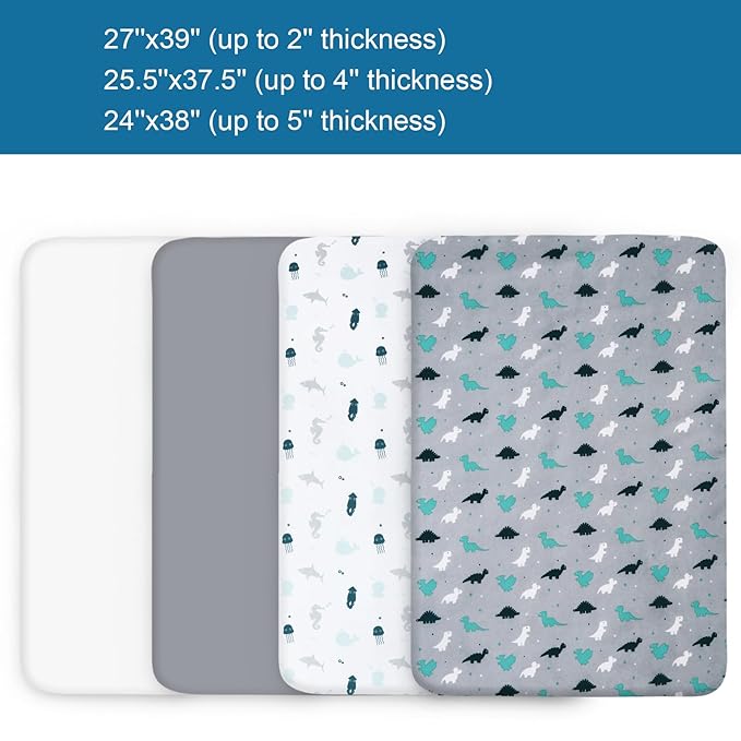 Graco Pack n Play Sheets Fitted 4-Pack | Mini Crib Sheets, Breathable Material - Image 7