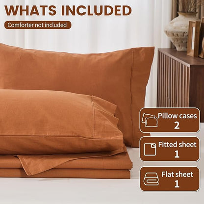 100% Linen Sheets King Size, Breathable & Durable 4-Piece Bed Flax Sheet Set - Image 6