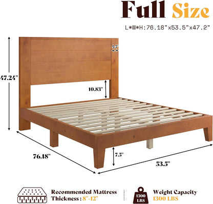 amerlife full size solid wood platform bed with shown in use