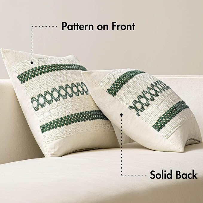 MIULEE Set of 2 Dark Green Boho Christmas Decorative Pillow Covers 18x18 Inch - Image 9