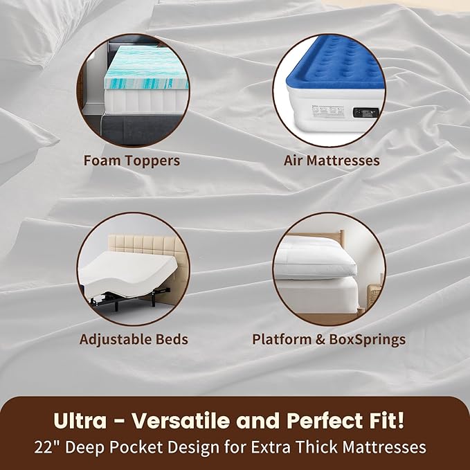 100% Linen Sheet Set Cal King Size Extra Deep Pocket Fits 18-24 Inch Mattress - Image 3