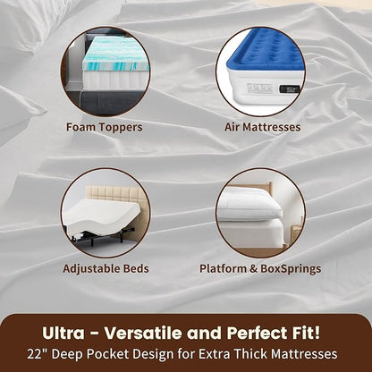 100% Linen Sheet Set Queen Size Extra Deep Pocket Fits 18-24 Inch Mattress - Image 3