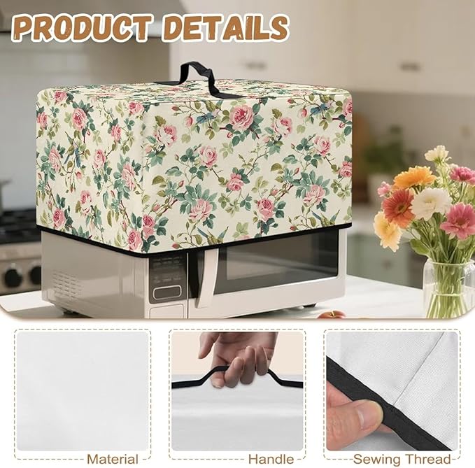 Microwave Cover, Rose Microwave Dust Cover Waterproof Microwaves Oven Covers - Image 7