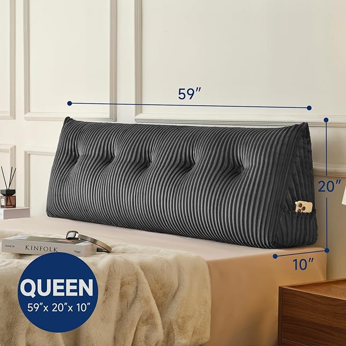 Z-hom Queen Headboard Pillow, Triangular Wedge Reading Pillow - Image 3