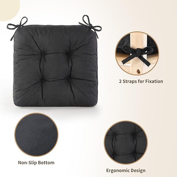 Chair Cushions for Dining Chairs, Tufted Foam Kitchen Chair, Non-Slip Seat - Image 3