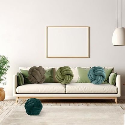 Yerliker 4 Pcs Knot Pillow Ball, 8.7 Inches Soft Home Decorative Round Throw - Image 3