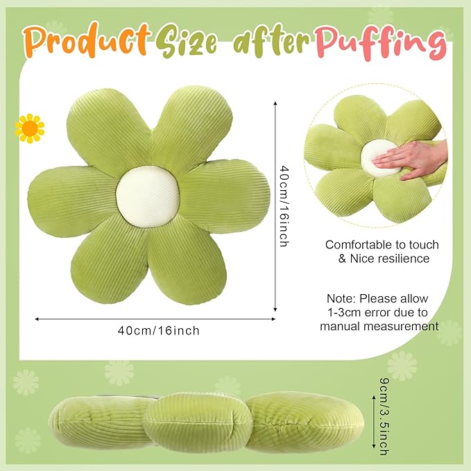 Coume 6 Pcs Flower Floor Pillows, Daisy Throw Pillows 16 Inch Flower Seating - Image 3