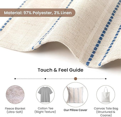 AELS 22x22 Decorative Farmhouse Linen Throw Pillow Covers, Boho Textured Pillow - Image 3