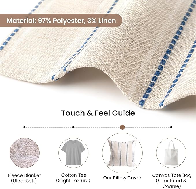 AELS 18x18 Decorative Farmhouse Linen Throw Pillow Covers, Boho Textured Pillow - Image 3