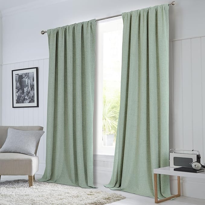 CUCRAF Linen 100% Blackout Curtains 96 Inch Length 2 Panels Set, Back Tab and - Image 9