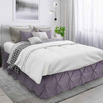 Nestl Grayish Purple Bed Skirt King Size, Pinch Pleat King Bed Skirt, Hotel - Image 3