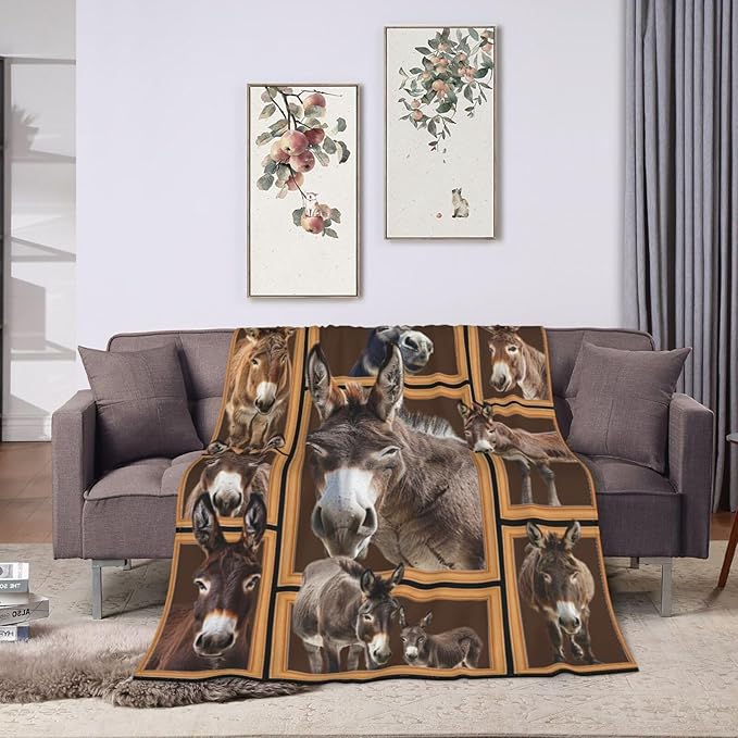 Donkey Blanket Donkey Throw Blanket Flannel Stuff Merch Cozy Decor Fleece Plush - Image 8