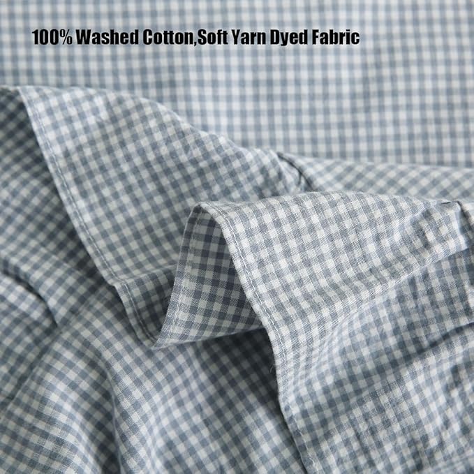 Blue/White Plaid Ruffle Throw Pillow Covers Vintage Checkered Gingham 20"x20" - Image 6