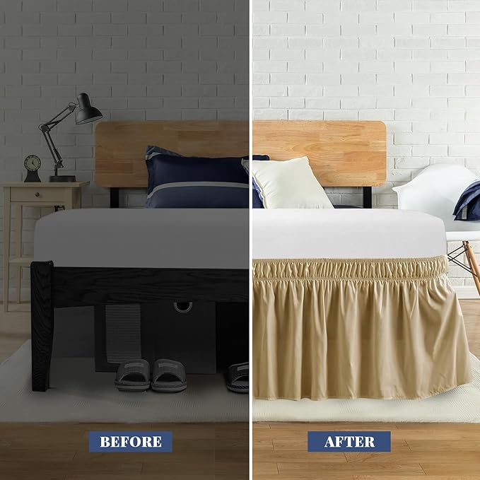King Bed Skirt, Elastic Wrap Around Bed Skirt King Size, Bed Skirts - Image 3