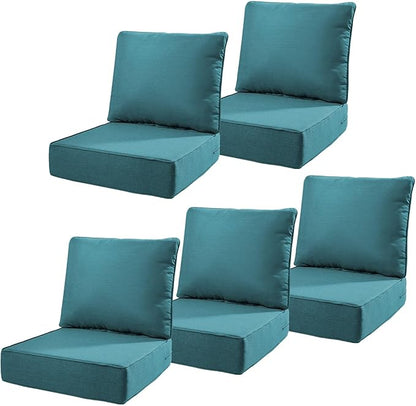 6" Thick Outdoor Cushions 22x24x6, 5-Set Deep Seat Patio Cushions by Pugire