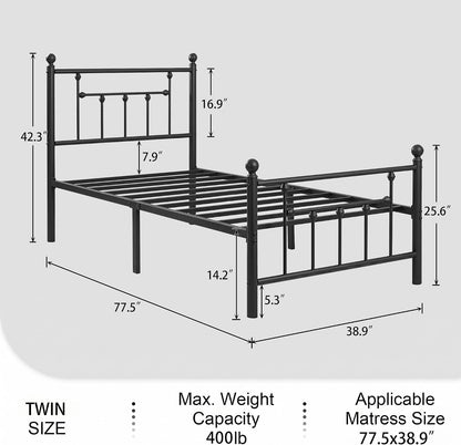 vecelo twin size metal platform bed frame with shown in use