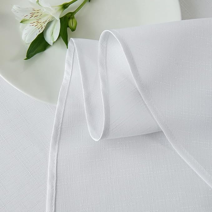 maxmill Round Linen Looking Textured Tablecloth Spill-Proof Wrinkle Free Soft - Image 8