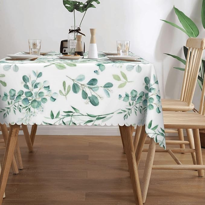 Sage Green Leaves Tablecloth Plant Watercolor Eucalyptus Branches Table Cloth - Image 4