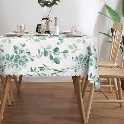 Sage Green Leaves Tablecloth Plant Watercolor Eucalyptus Branches Table Cloth - Image 4