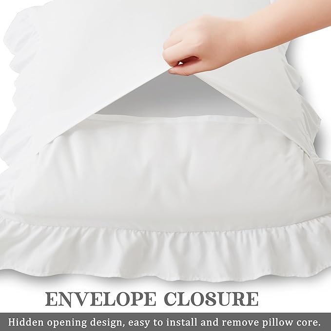 KKJIAF Ruffle Pillow Cases King Size Set of 2, Ruffled Pillow Covers - Image 5