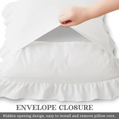 KKJIAF Ruffle Pillow Cases Standard Size Set of 2, Ruffled Pillow Covers - Image 5