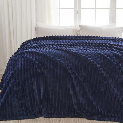 NEWCOSPLAY Super Soft Twin Blanket Dark Navy Premium Silky Flannel Fleece 3D - Image 9