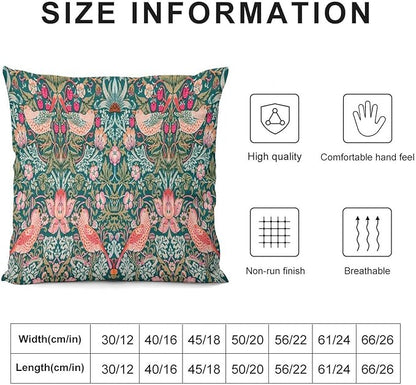 William Morris Floral Original Throw Pillow Covers Boho Chic Retro Floral Bird - Image 2
