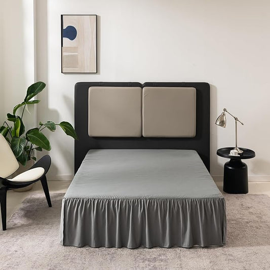 Grey Bed Skirt King Size Ruffled Bed Skirt by TSUTOMI