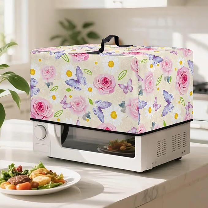 Microwave Universal Oven Dust Cover, Butterfly Rose Foldable Dust Cover - Image 3