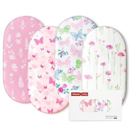 Gllquen Baby Bassinet Sheets 4 Pack, Breathable Cozy Fitted Mattress Sheet by GLLQUENBABY