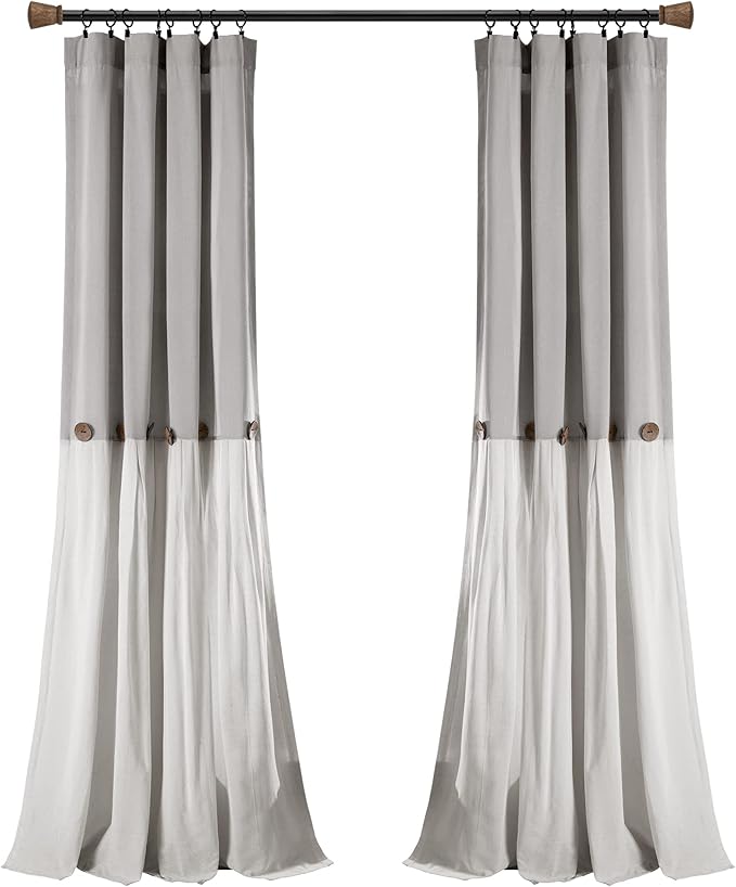 Lush Decor Linen Button Window Curtain Panel, Bedroom & Dining Room - Image 7