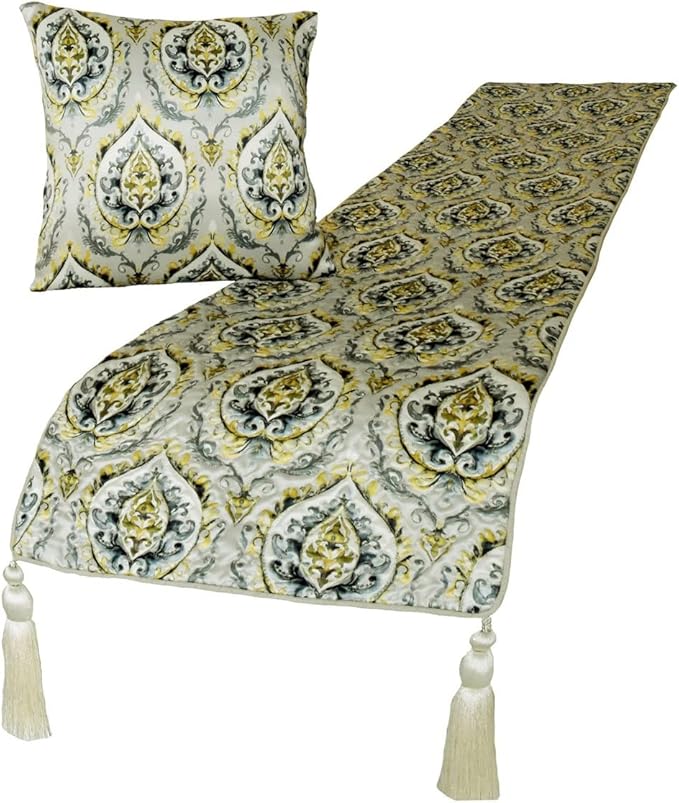 The HomeCentric King/Queen/Twin Grey & Yellow Designer CA King 86"x18" Bed - Image 3