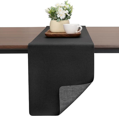 Table Runners 72 Inches Long, Dual-Sided Faux Leather Farmhouse Table Runner by Chitomars