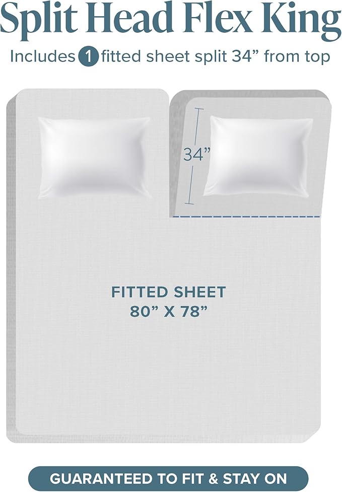 Bare Home Split Head Flex King Sheet Set - Image 2