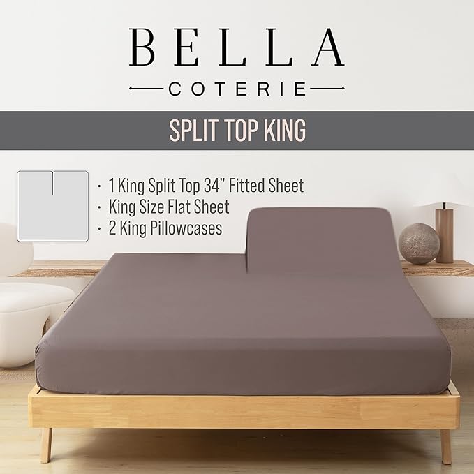 Bella Coterie Luxury Bamboo Viscose 34” Split Top King Size Sheet Set | 1 - Image 2