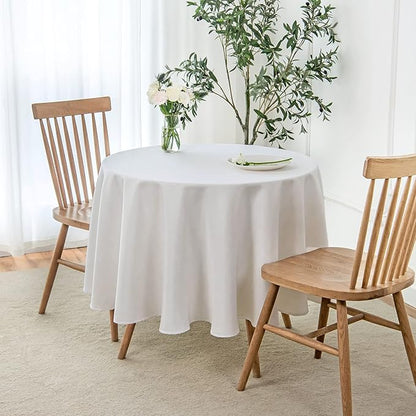 maxmill Round Linen Looking Textured Tablecloth Spill-Proof Wrinkle Free Soft - Image 2