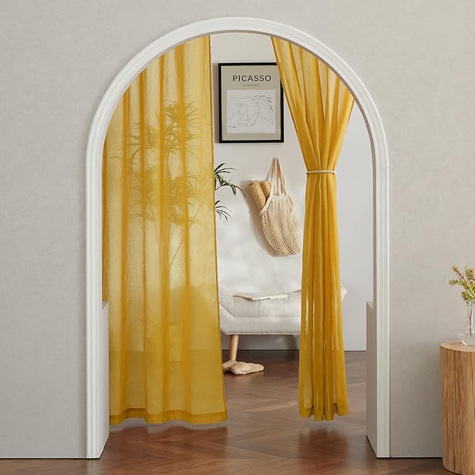 NICETOWN Semi Sheer Curtains Flax Linen Texture, Grommet Retro Window Treatment - Image 7