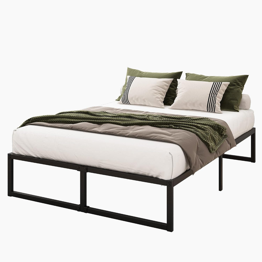 Lutown-Teen 16 Inch King Size Bed Frame with Heavy Duty Steel Slat Support