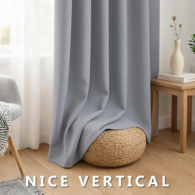 Linen 100% Blackout Curtains for Bedroom, Back Tab/Rod Pocket Curtain for - Image 7