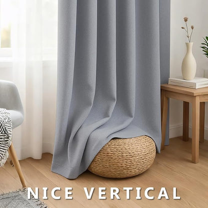 Linen 100% Blackout Curtains for Bedroom, Back Tab/Rod Pocket Curtain for - Image 7