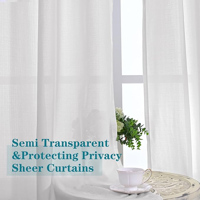 BGment Light Grey Sheer Curtains 63 Inch Length - Image 4