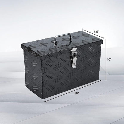 16"x7.5"x10"heavy duty black aluminum truck bed tool box, close-up detail